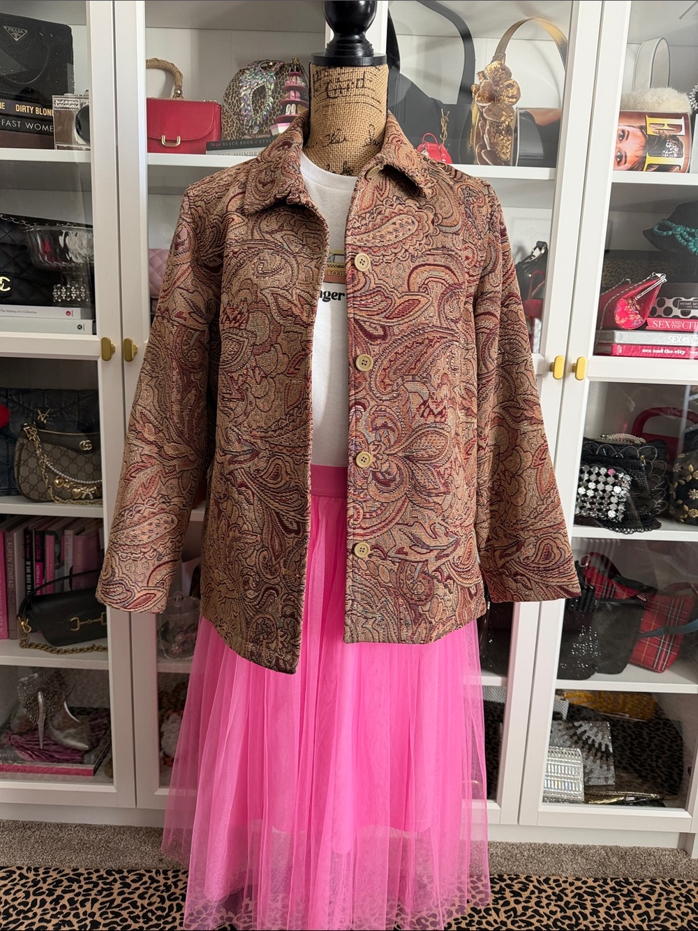 Vintage Laura Ashley Paisley Tapestry Button-Front Jacket, Size Medium